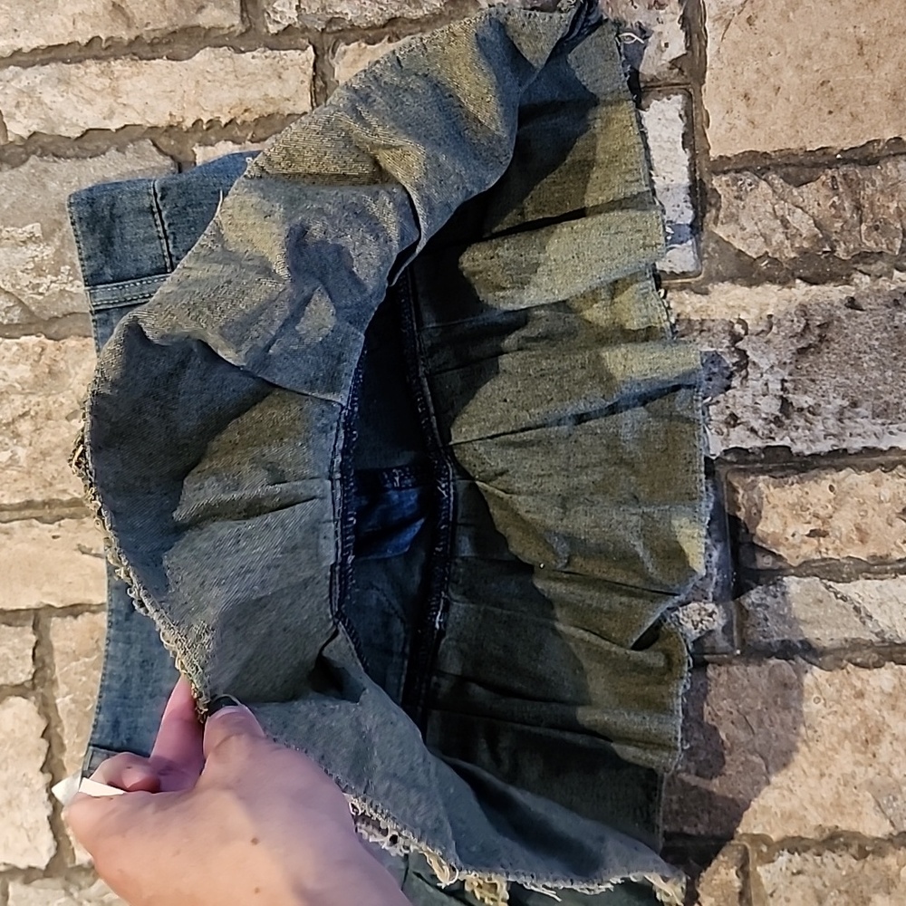 NWT Social Collision Denim Ruffled Mini Skirt - Picture 6 of 6